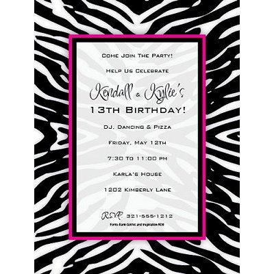 Zebra Invitation Template